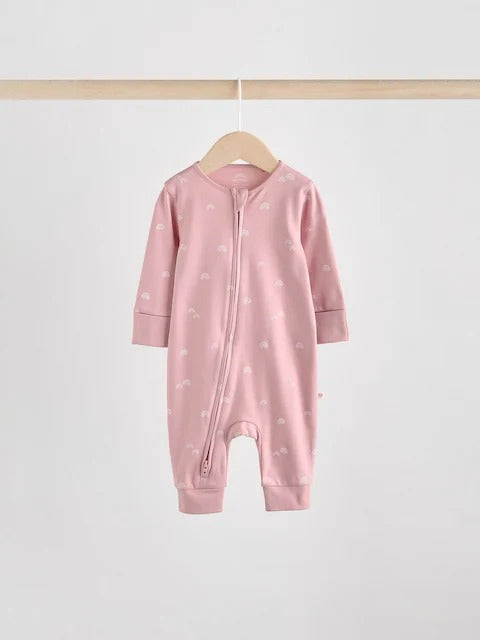 2 Pack Pink Two Way Zip Baby Sleepsuits