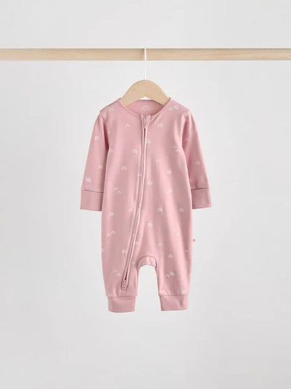 2 Pack Pink Two Way Zip Baby Sleepsuits