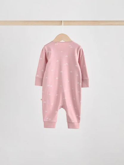 2 Pack Pink Two Way Zip Baby Sleepsuits
