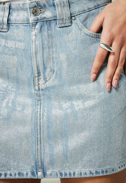 Next Silver Metallic Coated Mini Skirt