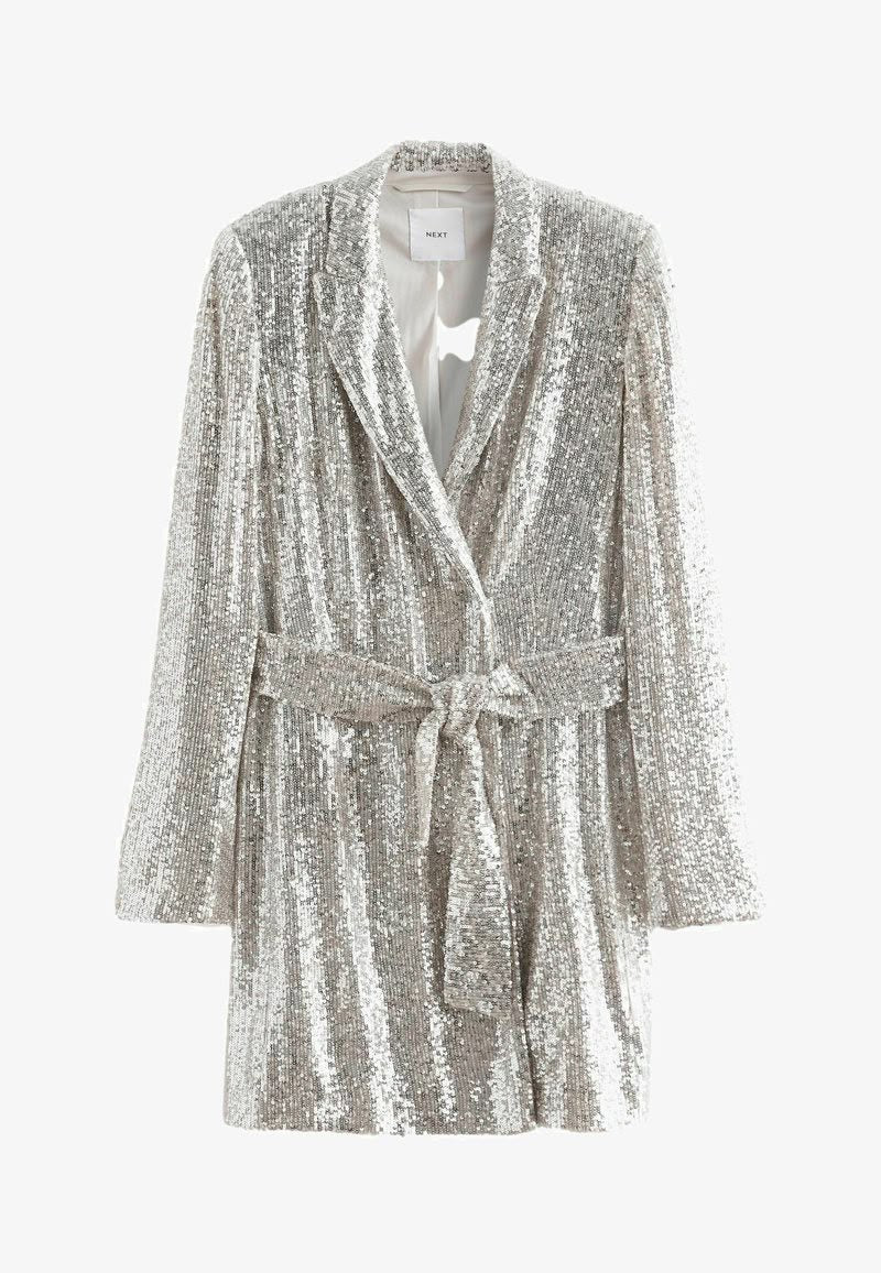 Silver Sequin Regular Fit Blazer Dress