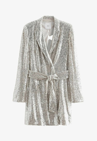 Silver Sequin Regular Fit Blazer Dress