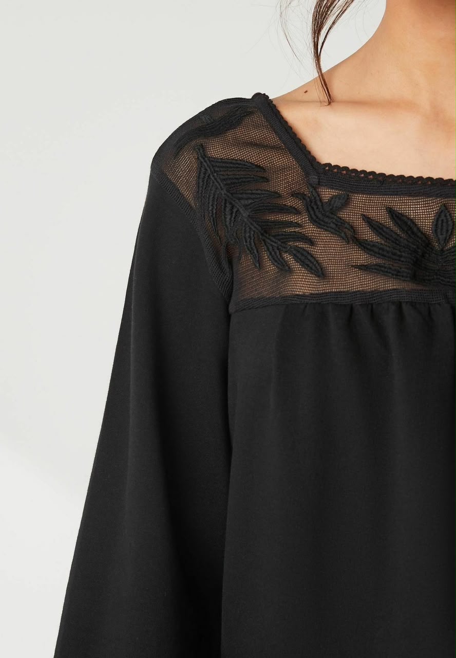 Black Square Neck Sweatshirt
