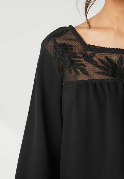 Black Square Neck Sweatshirt