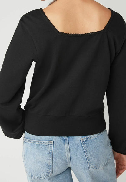 Black Square Neck Sweatshirt