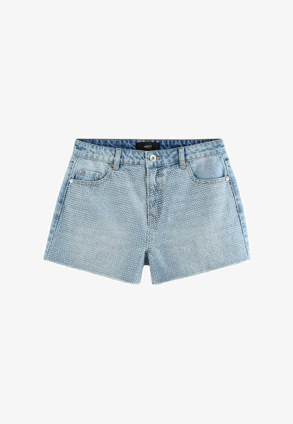 Embellished Denim Short Mid Blue