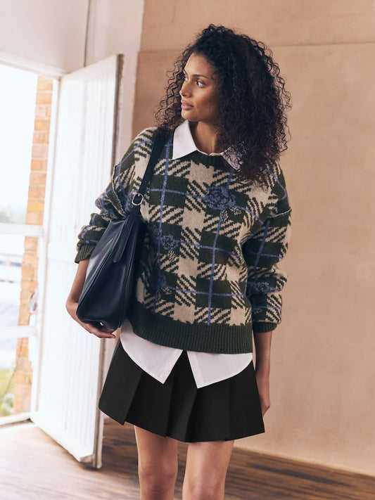 Black Mini Jersey Pleated Skirt