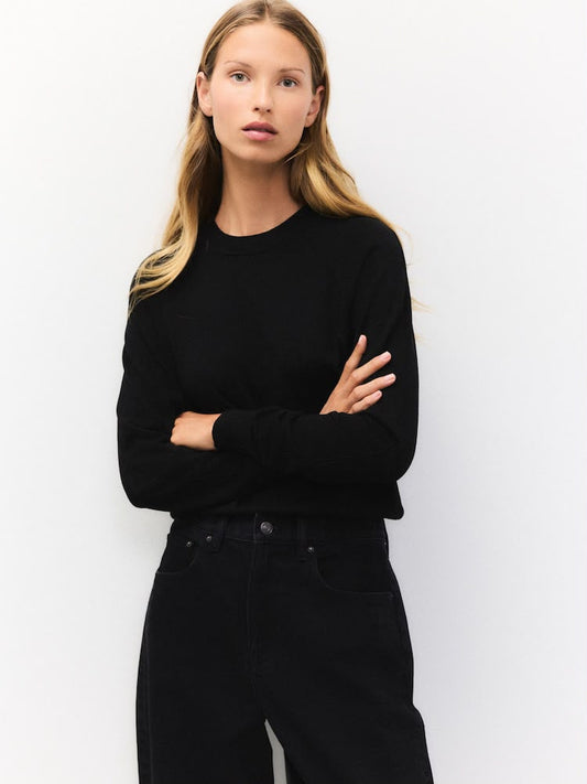 Black Soft Touch Crew Neck Cotton Rich Jumper