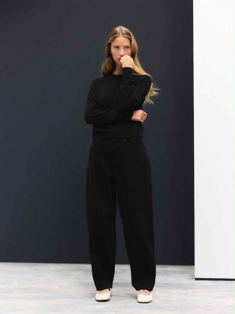 Black Soft Touch Crew Neck Cotton Rich Jumper
