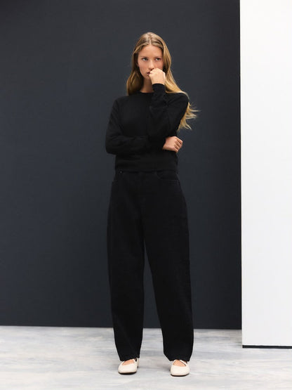 Black Soft Touch Crew Neck Cotton Rich Jumper