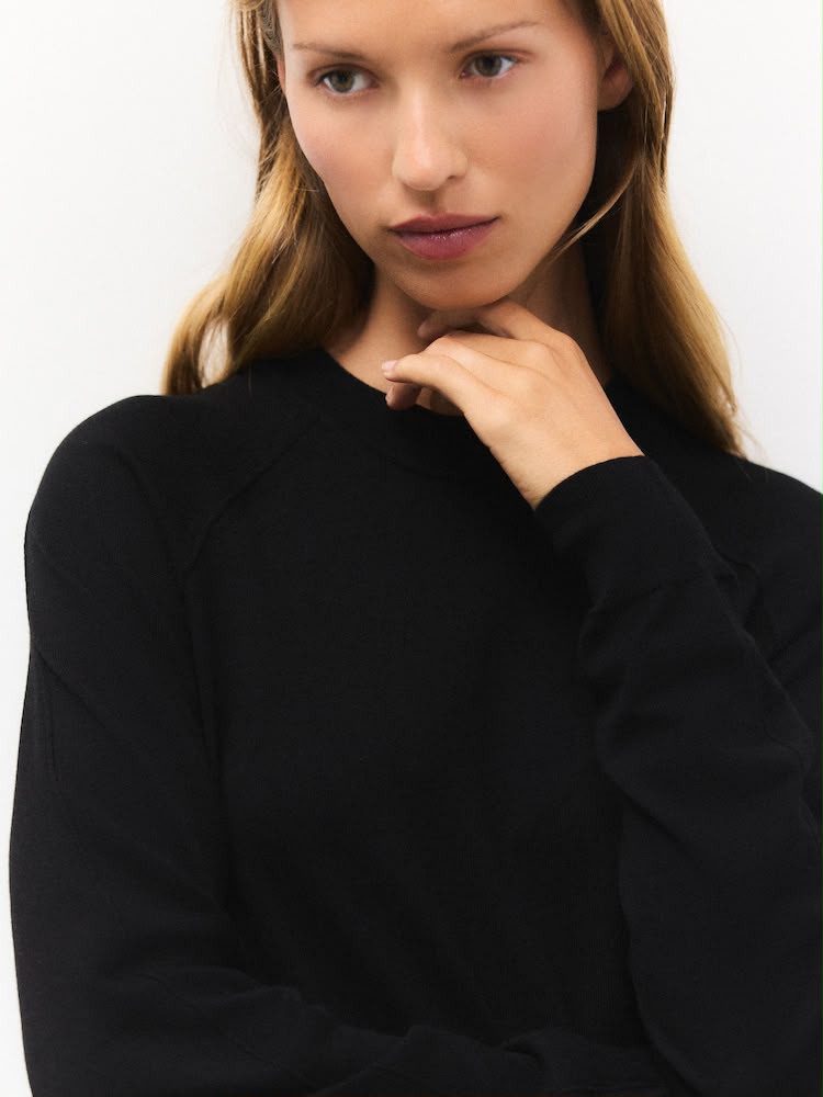 Black Soft Touch Crew Neck Cotton Rich Jumper