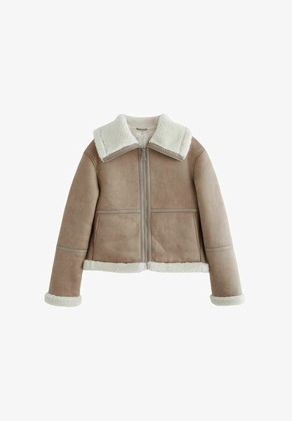Neutral Regular Fit Leather Jacket