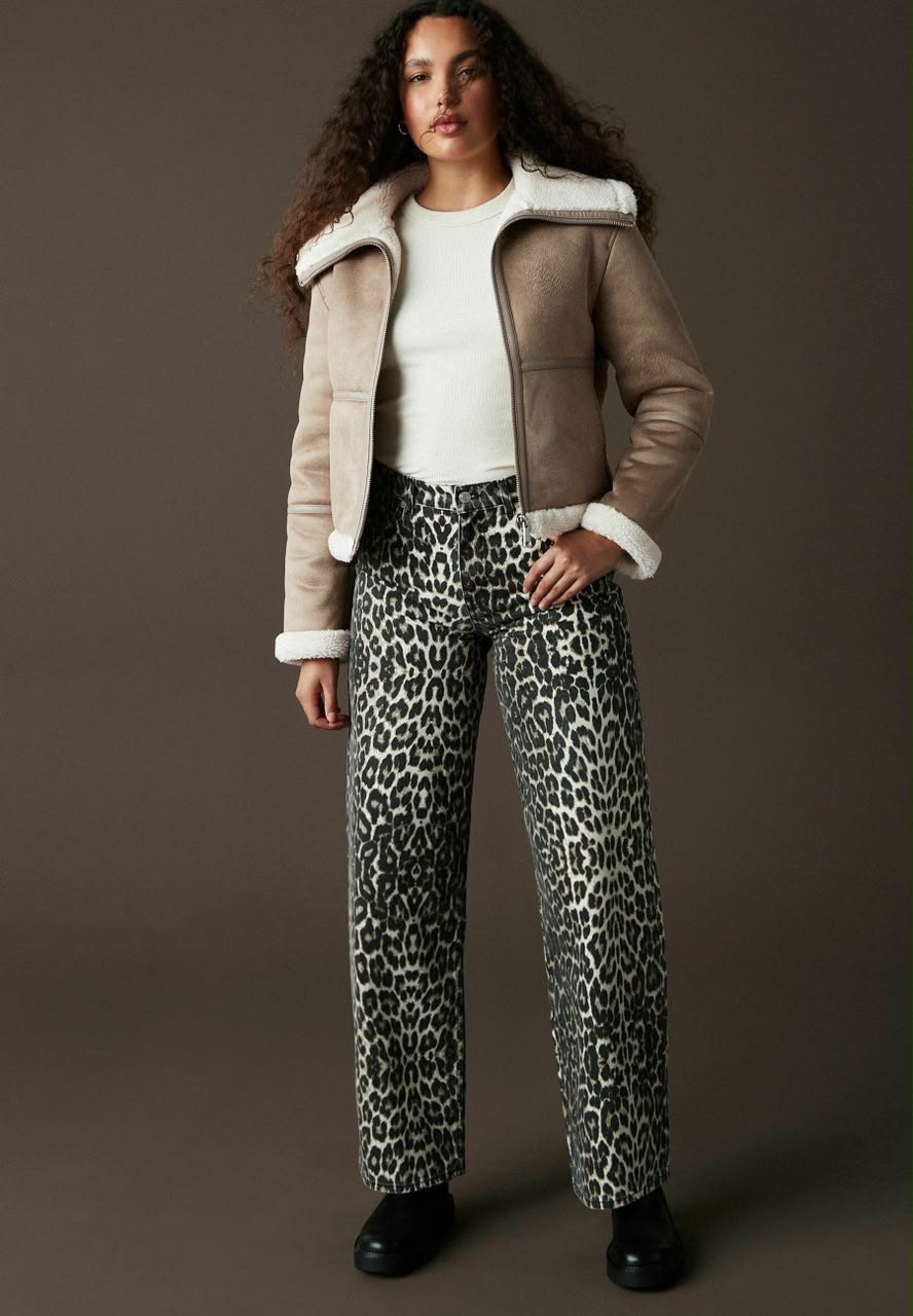 Neutral Regular Fit Leather Jacket