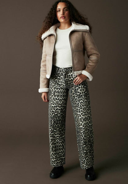 Neutral Regular Fit Leather Jacket