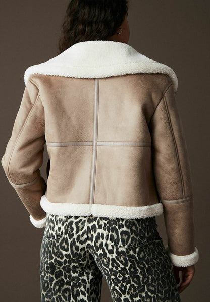 Neutral Regular Fit Leather Jacket