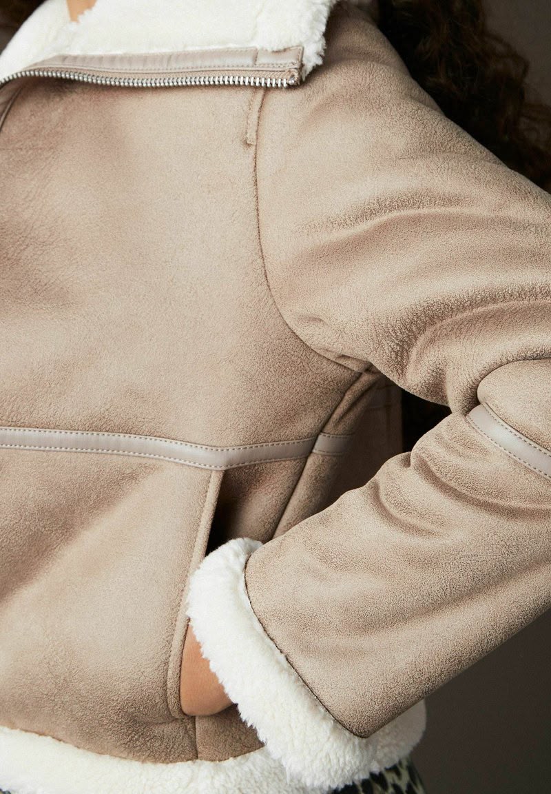Neutral Regular Fit Leather Jacket