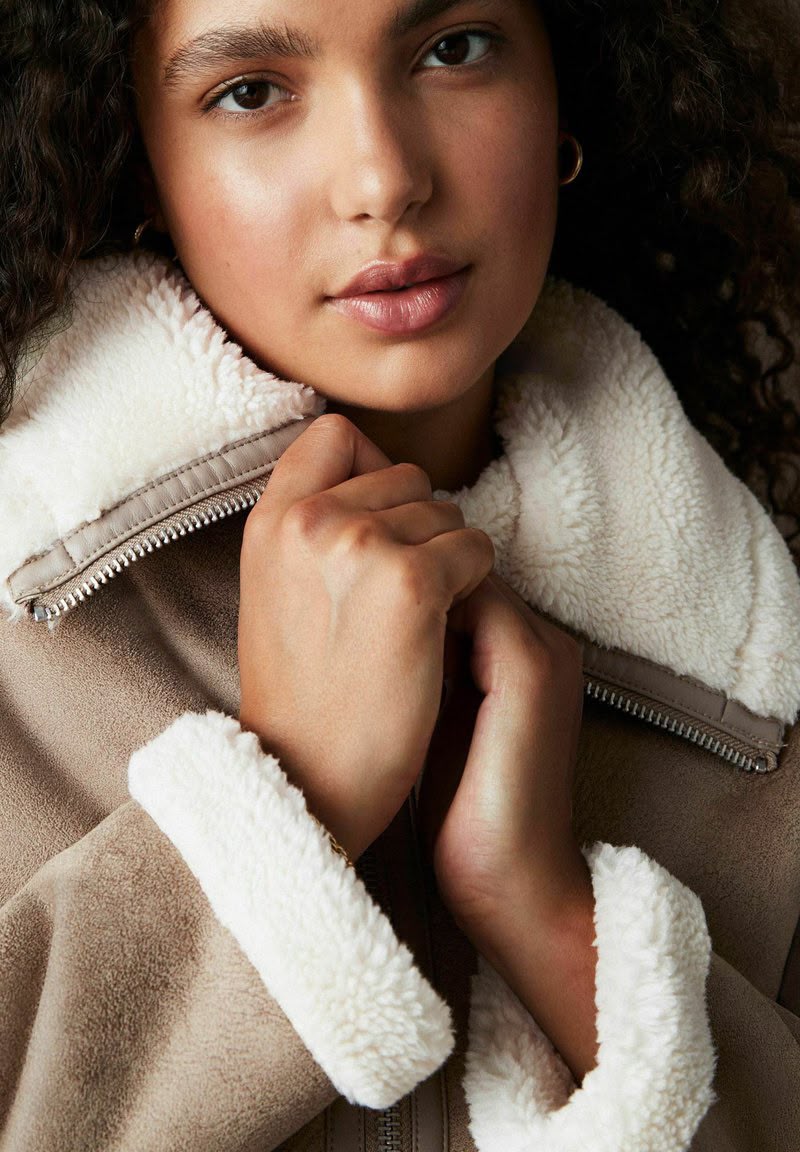 Neutral Regular Fit Leather Jacket