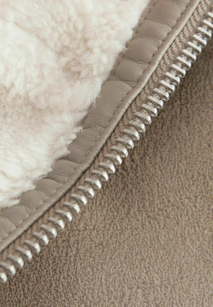 Neutral Regular Fit Leather Jacket