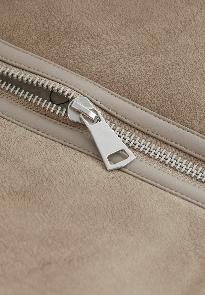 Neutral Regular Fit Leather Jacket