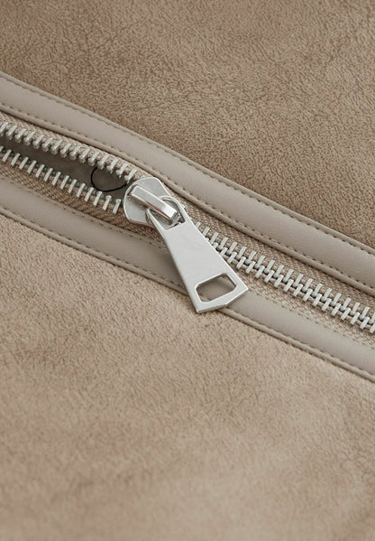 Neutral Regular Fit Leather Jacket