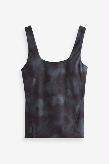 Blue Square Neck Print Active Sport Vest