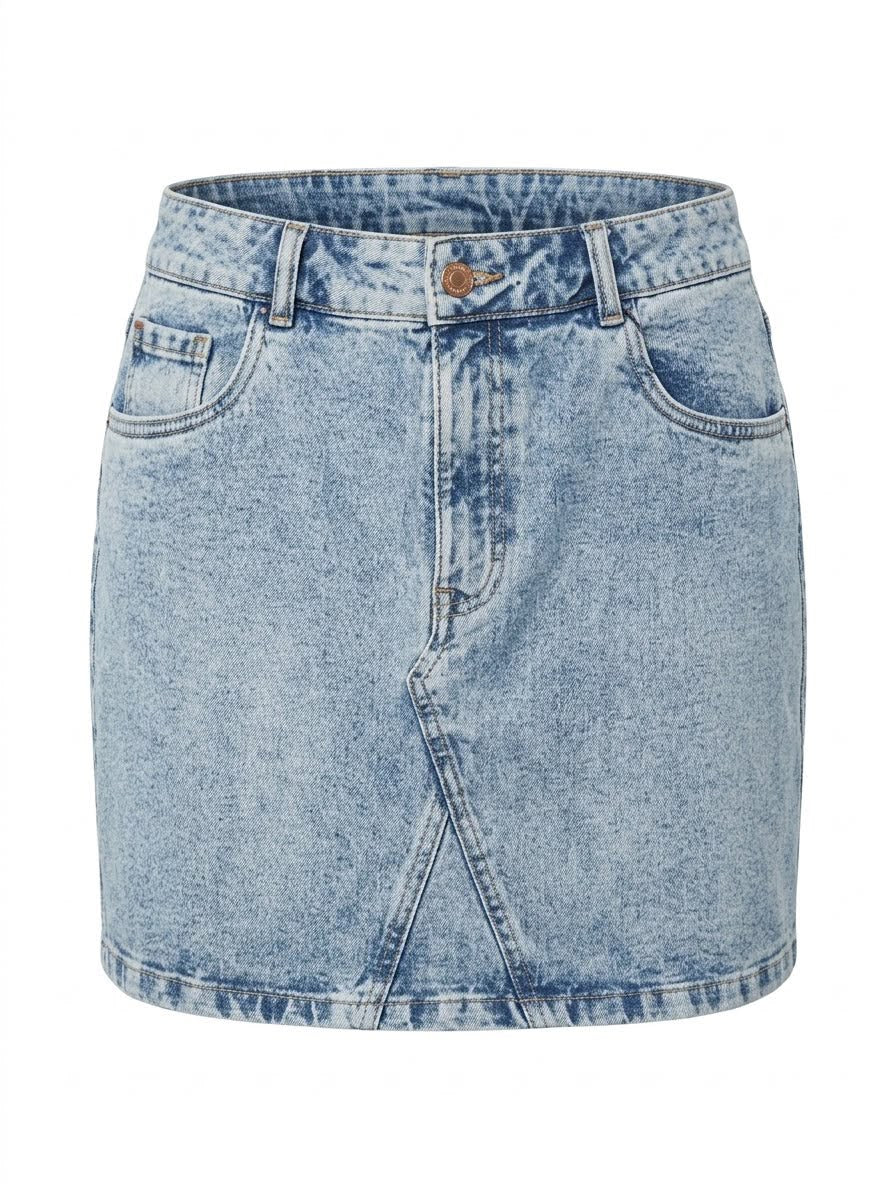Washed A Line Denim Mini Skirt