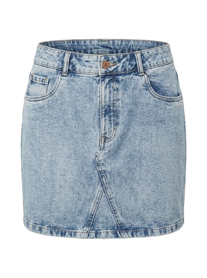 Washed A Line Denim Mini Skirt