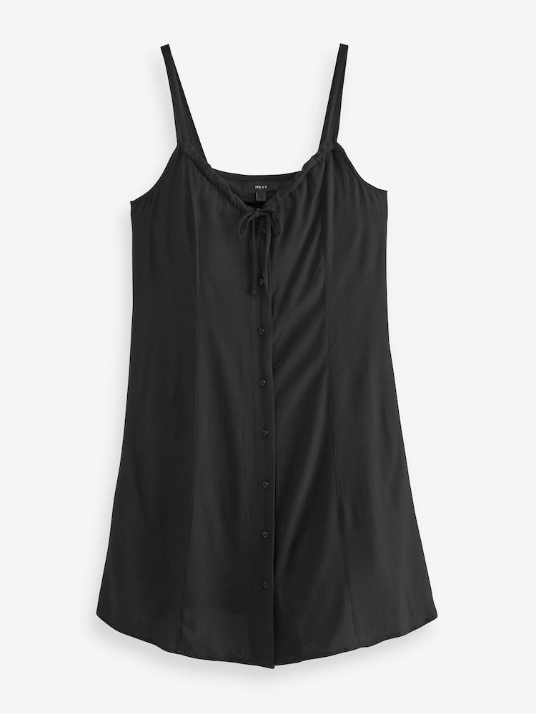 Black Mini Tie Front Summer Dress
