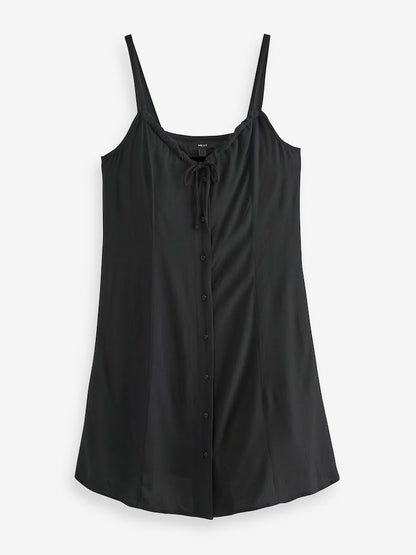 Black Mini Tie Front Summer Dress