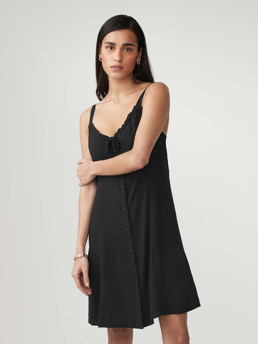 Black Mini Tie Front Summer Dress