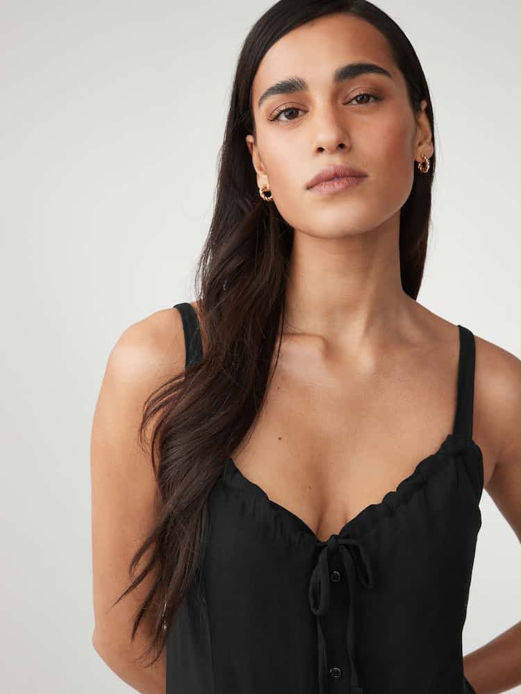Black Mini Tie Front Summer Dress