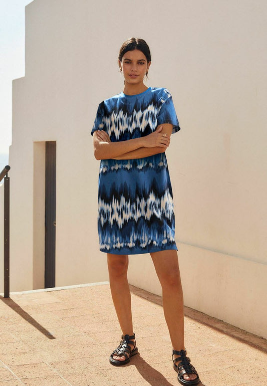 Blue Print Jersey Dress