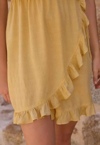 Yellow Mini Wrap Dress