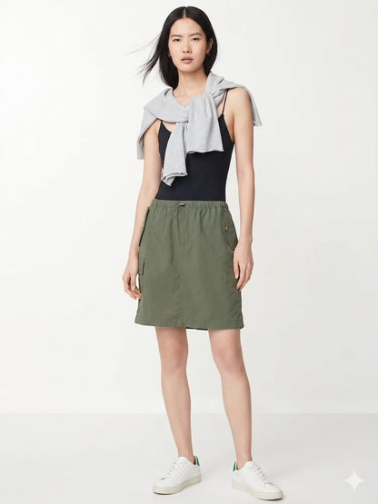 Khaki Green Cargo Mini Skirt