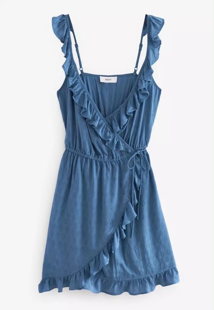 Blue Wrap Mini Beach Dress