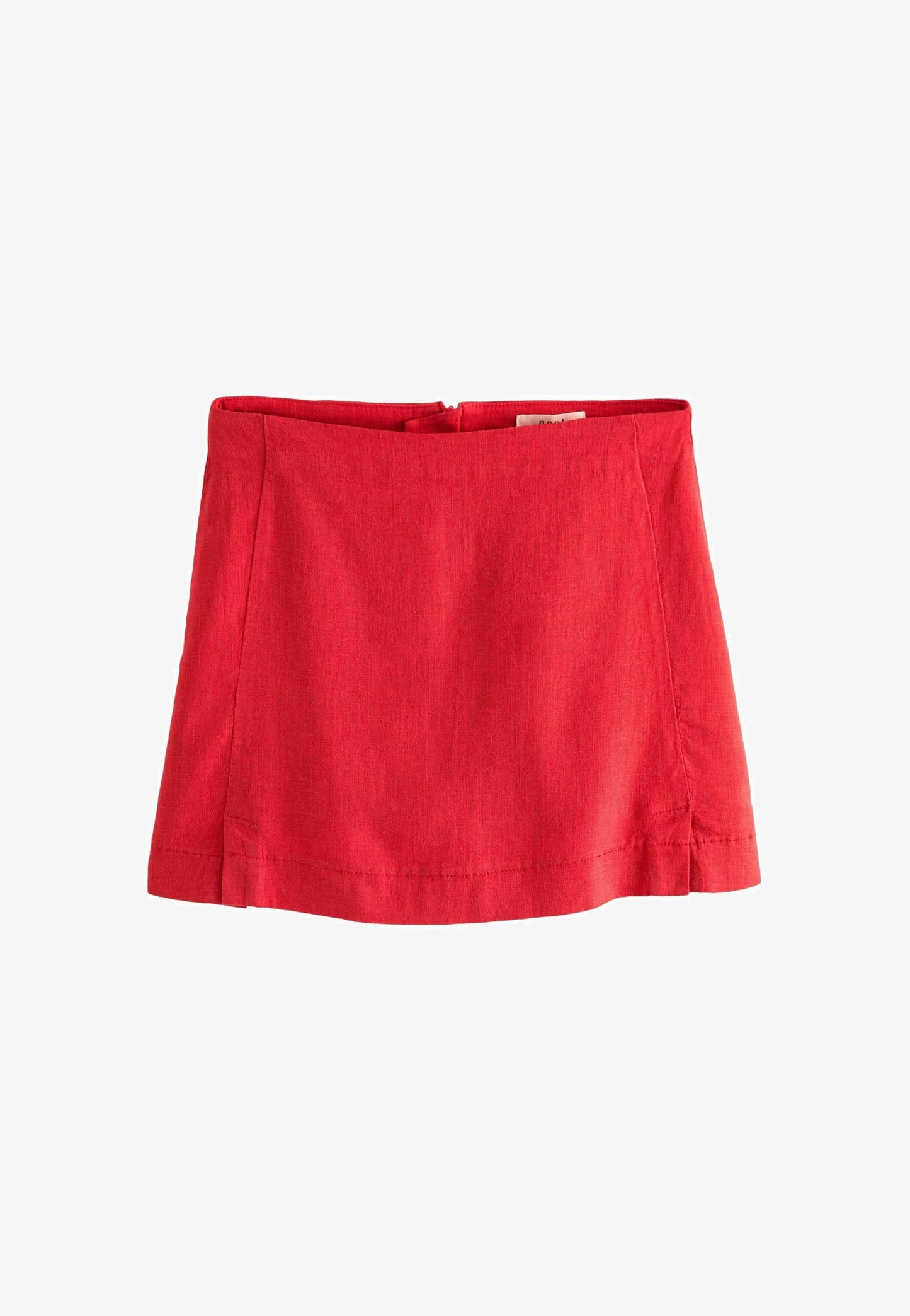 Red Linen Blend Mini Skirt