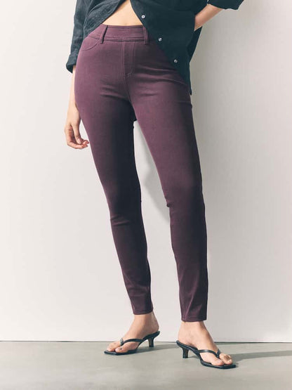 Mauve Full Length Jersey Denim Leggings