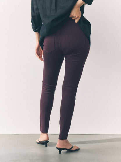 Mauve Full Length Jersey Denim Leggings