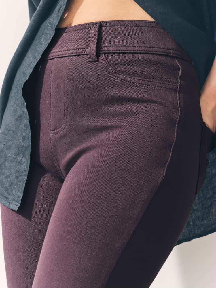Mauve Full Length Jersey Denim Leggings
