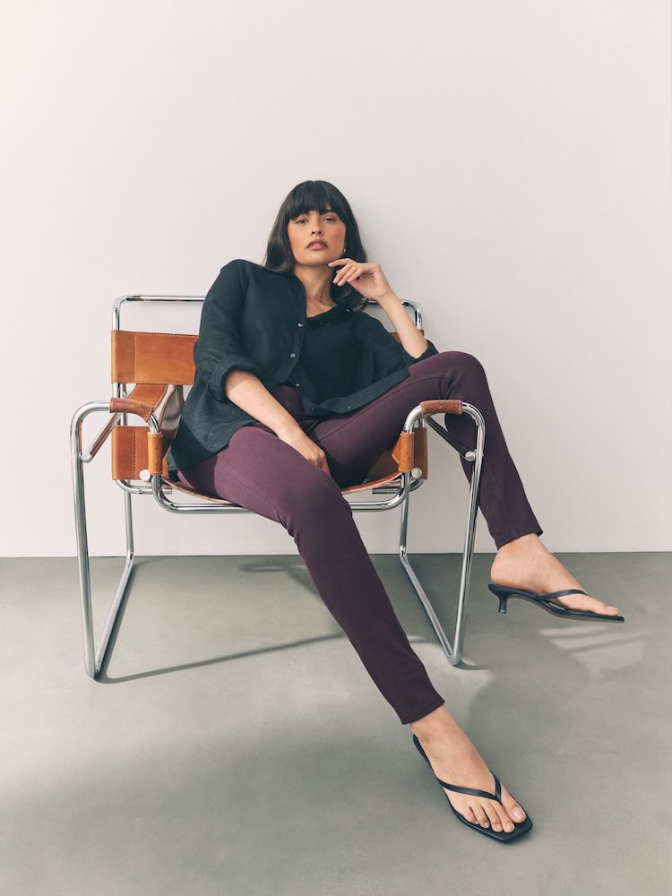 Mauve Full Length Jersey Denim Leggings