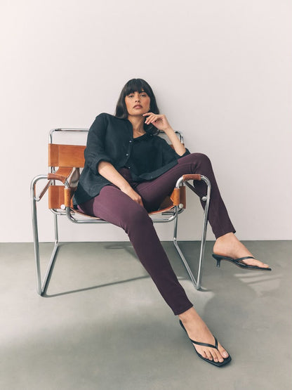 Mauve Full Length Jersey Denim Leggings