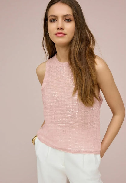 Sleeveless Sequin Regular Fit Blush - Pale Pink