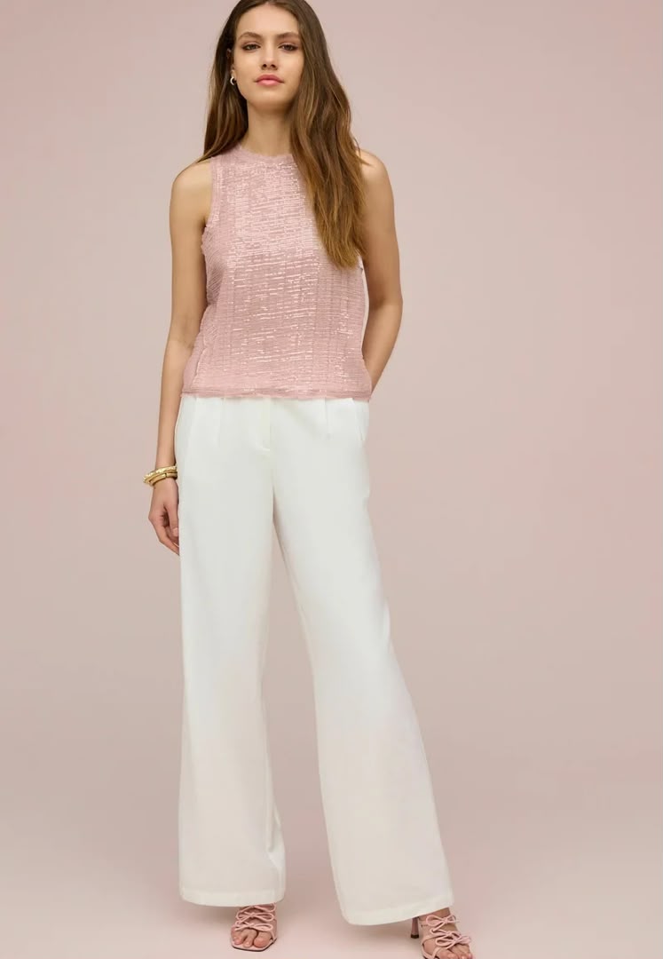 Sleeveless Sequin Regular Fit Blush - Pale Pink
