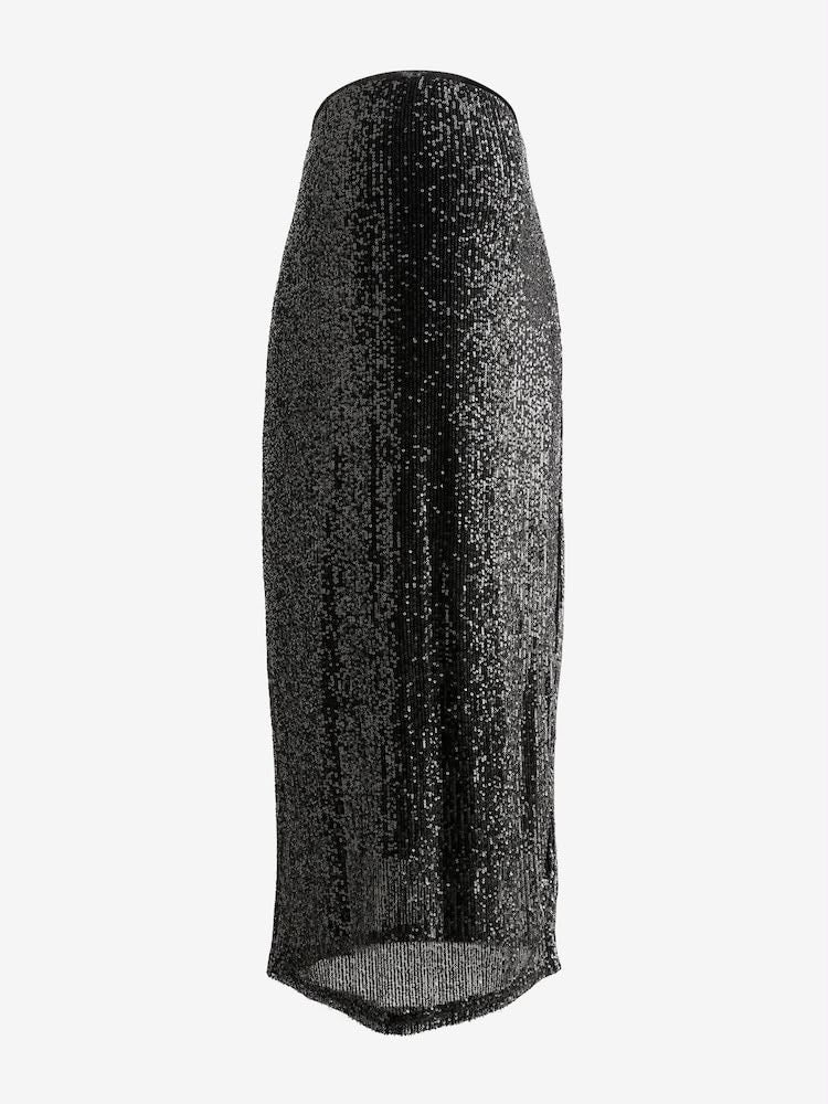 Black Maternity Sequin Skirt