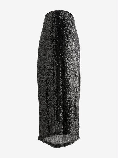 Black Maternity Sequin Skirt