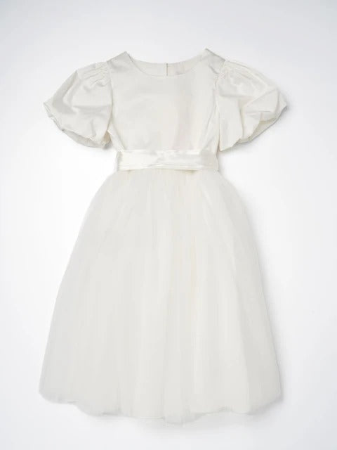 Angel & Rocket White/Ivory Celine Taffeta Tulle Bow Dress