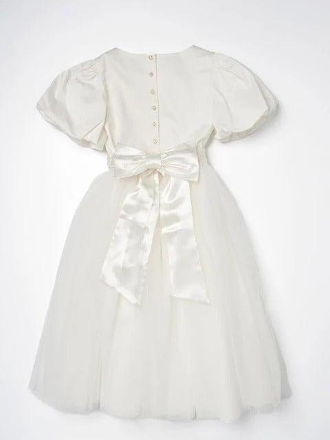 Angel & Rocket White/Ivory Celine Taffeta Tulle Bow Dress