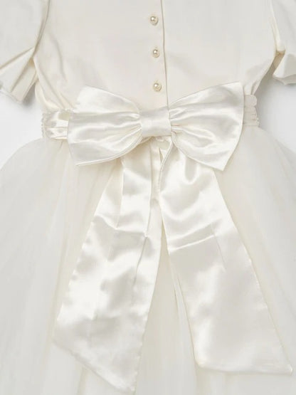Angel & Rocket White/Ivory Celine Taffeta Tulle Bow Dress