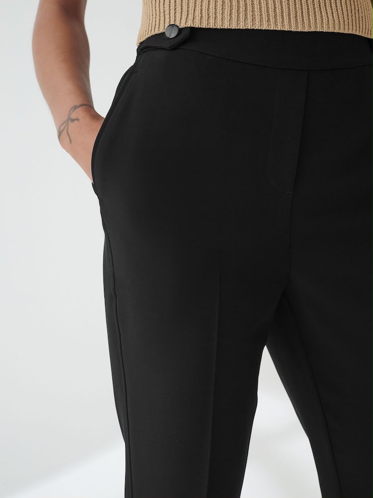 Black Straight Leg Tailored Trouser