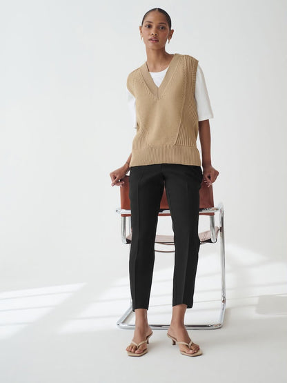 Black Straight Leg Tailored Trouser